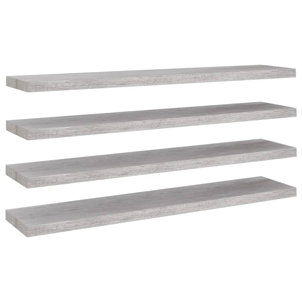 vidaXL Floating Wall Shelves 4 pcs Concrete Gray 47.2x9.3x1.5 MDF