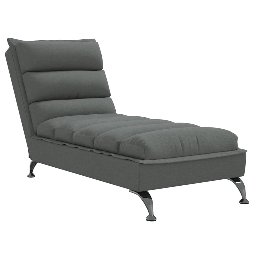 vidaXL Chaise Lounge with Cushions - Dark Gray Fabric, 52.6 Long, Metal Feet, Foam Filling - Modern Design for Living Room, Office, Lounge Area