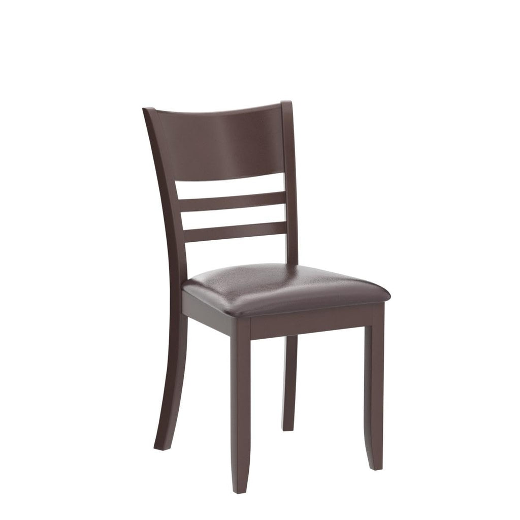 East West Furniture Lynfield Dining Room Faux Leather Upholstered Wooden Chairs, Set of 2, Cappuccino