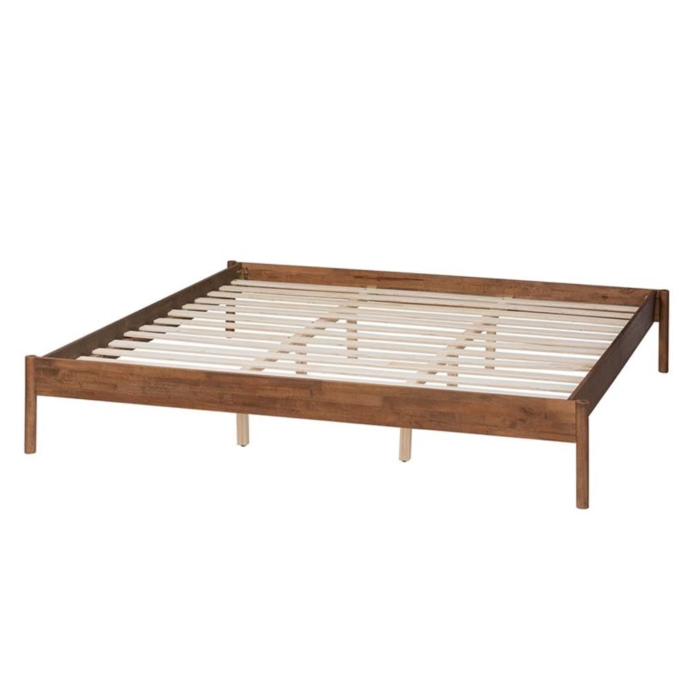 Baxton Studio Agatis Ash Walnut Finished Wood Queen Size Bed Frame