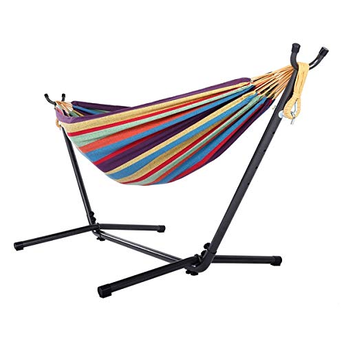 Double Hammock Two Person Adjustable Hammock Bed With Space Saving Steel Stand Includes Portable Carrying Case, Easy Set Up (Hme
