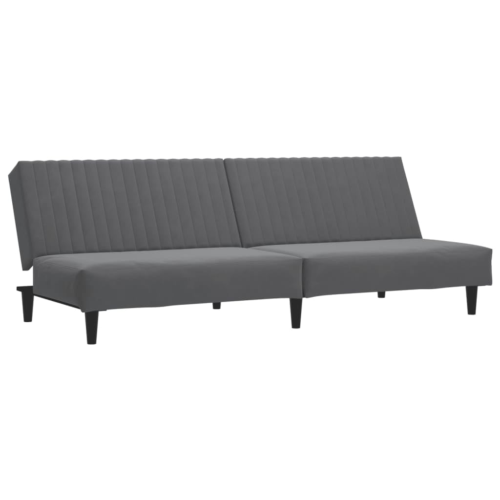 vidaXL 2-Seater Velvet Sofa Bed - Convertible Loveseat Couch, Dark Gray, Versatile Sleeper for Living Room/Dorm/Office