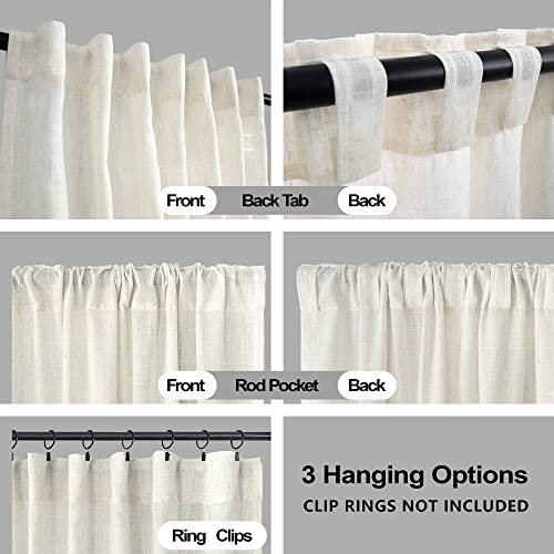Koufall 78 Inch Curtains 2 Panel Set,Linen Sheer Closet Curtain For Open Closet Door,Cream