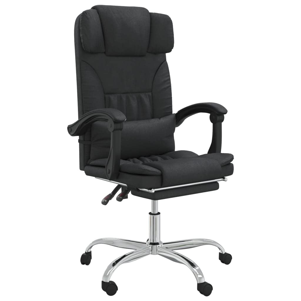 vidaXL Modern Reclining Office Chair in Faux Leather - Adjustable Height and Backrest with 360 Swivel Feature - Sturdy and Stable Black Office Furniture