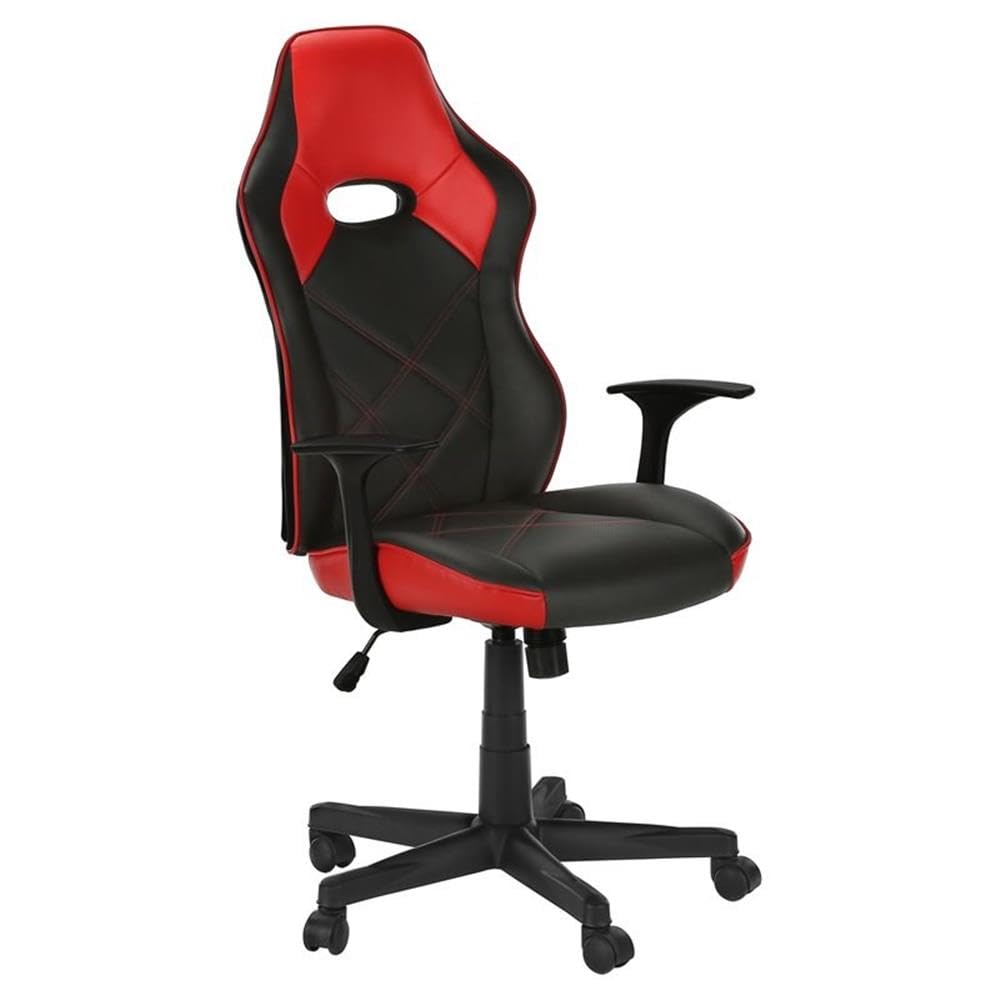 Monarch Specialties 7327, Adjustable Height, Swivel, Ergonomic, Armrests, Computer Desk, Work, Pu, Metal, Office Chair-Gaming Black Red Leather-Look, 25.5&Quot; L X 25&Quot; W X 42&Quot; H