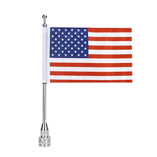 Motorcycle Flagpole Mount With Country Flags 6X9 For Harley Davidson Honda Goldwing Cb Vtx Cbr Yamaha - Fits 1/2' Round Luggage