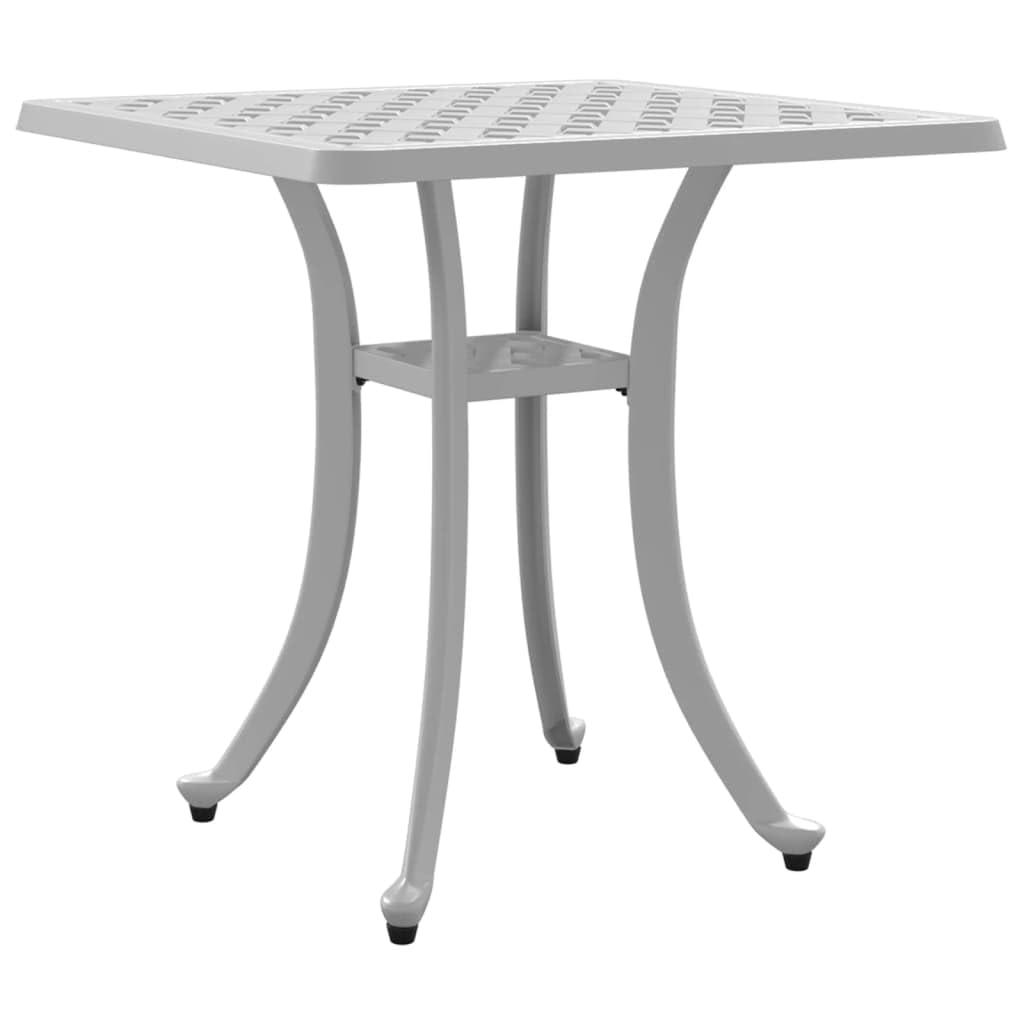 vidaXL Cast Aluminum Patio Table in White - 20.9"x20.9" for Outdoor/Garden/Living Space, Square Metal Table with Decorative Patterns, Lightweight