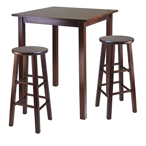 Ergode Exquisite Dining Set | Double Drop Leaf Table | Ladder Back Chairs | Solid Wood | Walnut Finish | (94390-VV)