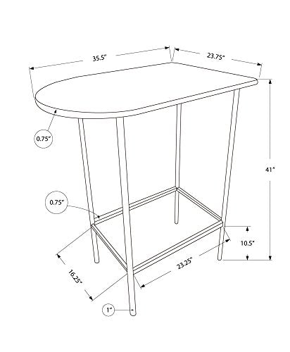 Monarch Specialties 2335 Table, Height, Pub, 36&quot; Rectangular, Small, Kitchen, Laminate, Black, Grey, Contemporary, Modern Home Bar-24&quot;X 36&quot; Silver Metal Spacesaver, 35.5&quot; L x 23.75&quot; W x 41&quot; H