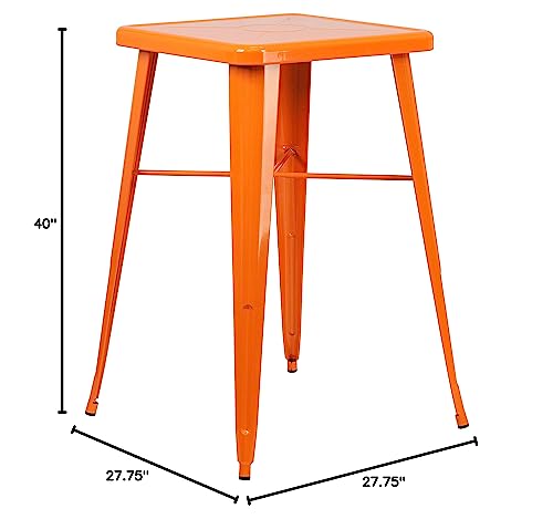 Flash Furniture Aaron Commercial Grade 23.75&quot; Square Orange Metal Indoor-Outdoor Bar Height Table