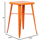 Flash Furniture Aaron Commercial Grade 23.75" Square Orange Metal Indoor-Outdoor Bar Height Table