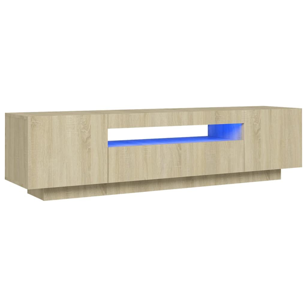 804430 vidaXL TV Cabinet with LED Lights Sonoma Oak 63&quot;x14&quot;x16&quot;