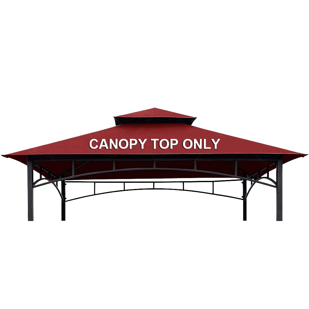 Coastshade 8X 5 Grill Bbq Gazebo Double Tiered Replacement Canopy Roof Outdoor Barbecue Gazebo Tent Roof Top,Burgundy