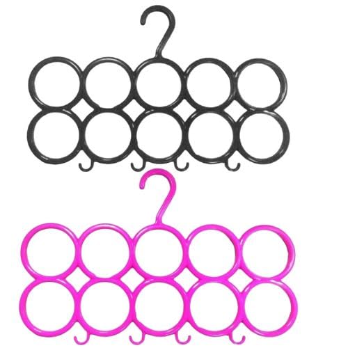 Amro 10CircleRing Hanger Organize with Ease: Pack of 2 Multicolour Circle Plastic Ring Hangers for Scarves, Shawls, Ties, and B