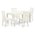 East West Furniture CAWE5-LWH-W 5 Piece Dining Room Furniture Set Includes a Rectangle Kitchen Table and 4 Dining Chairs, 36x60 Inch, Linen White