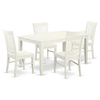 East West Furniture CAWE5-LWH-W 5 Piece Dining Room Furniture Set Includes a Rectangle Kitchen Table and 4 Dining Chairs, 36x60 Inch, Linen White