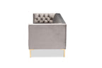 Baxton Studio Zanetta Glam and Luxe Gray Velvet Upholstered Gold Finished Sofa