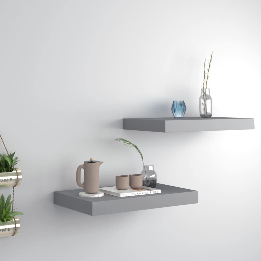 Floating Wall Shelves-SKM Floating Wall Shelves 2 pcs Gray 15.7x9.1x1.5 MDF