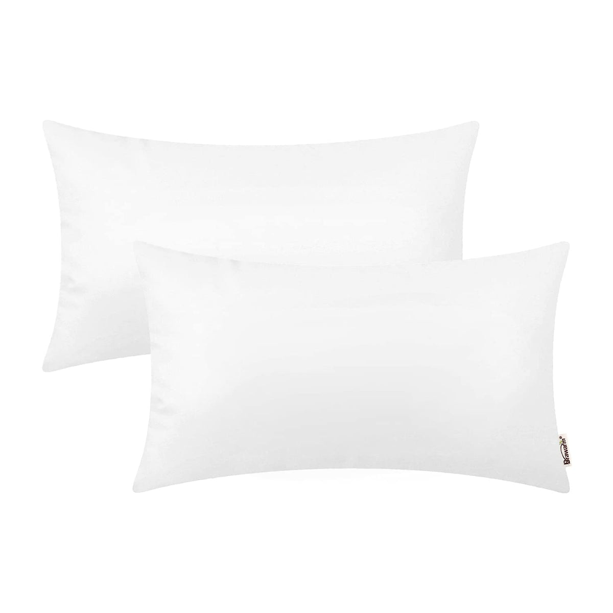 Brawarm Faux Leather Throw Pillow Covers 12 X 20 Inches - White Leather Lumbar Pilow Covers Pack Of 2, Solid Dyed Leather Pillow
