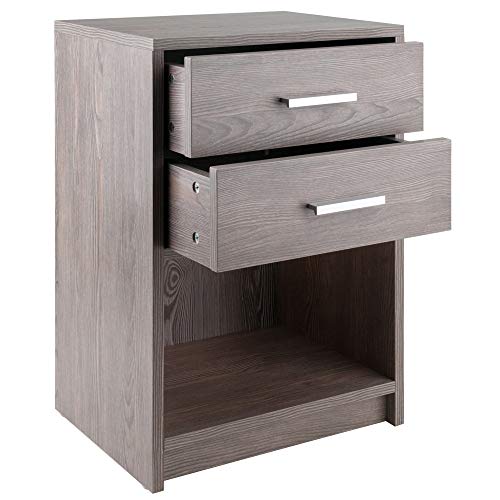 Ergode Wood Molina 2-Drawer Accent Table - Ash Gray Finish, Ample Storage, Sleek Contemporary Design, Multi-Purpose Furniture