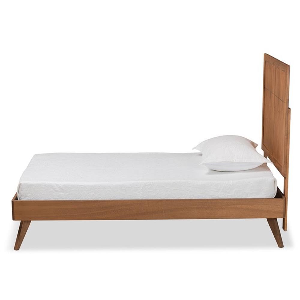 Baxton Studio Noela Mid-Century Modern Walnut Brown Finished Wood Twin Size Platform Bed