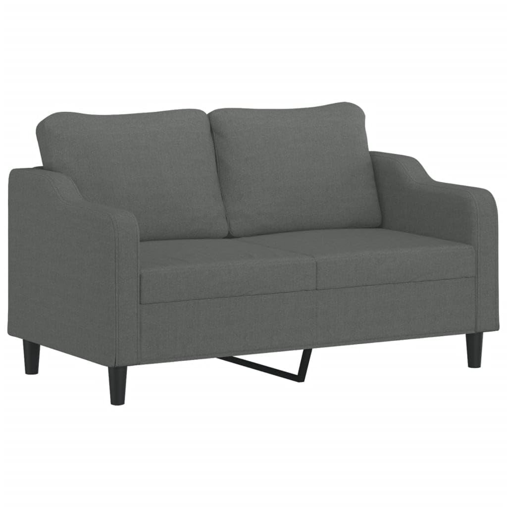 vidaXL 3 Piece Sofa Set with Versatile Footstool - Dark Gray Fabric Upholstery - Sturdy Plywood and Metal Frame - Comes with Decorative Roll Pillows.