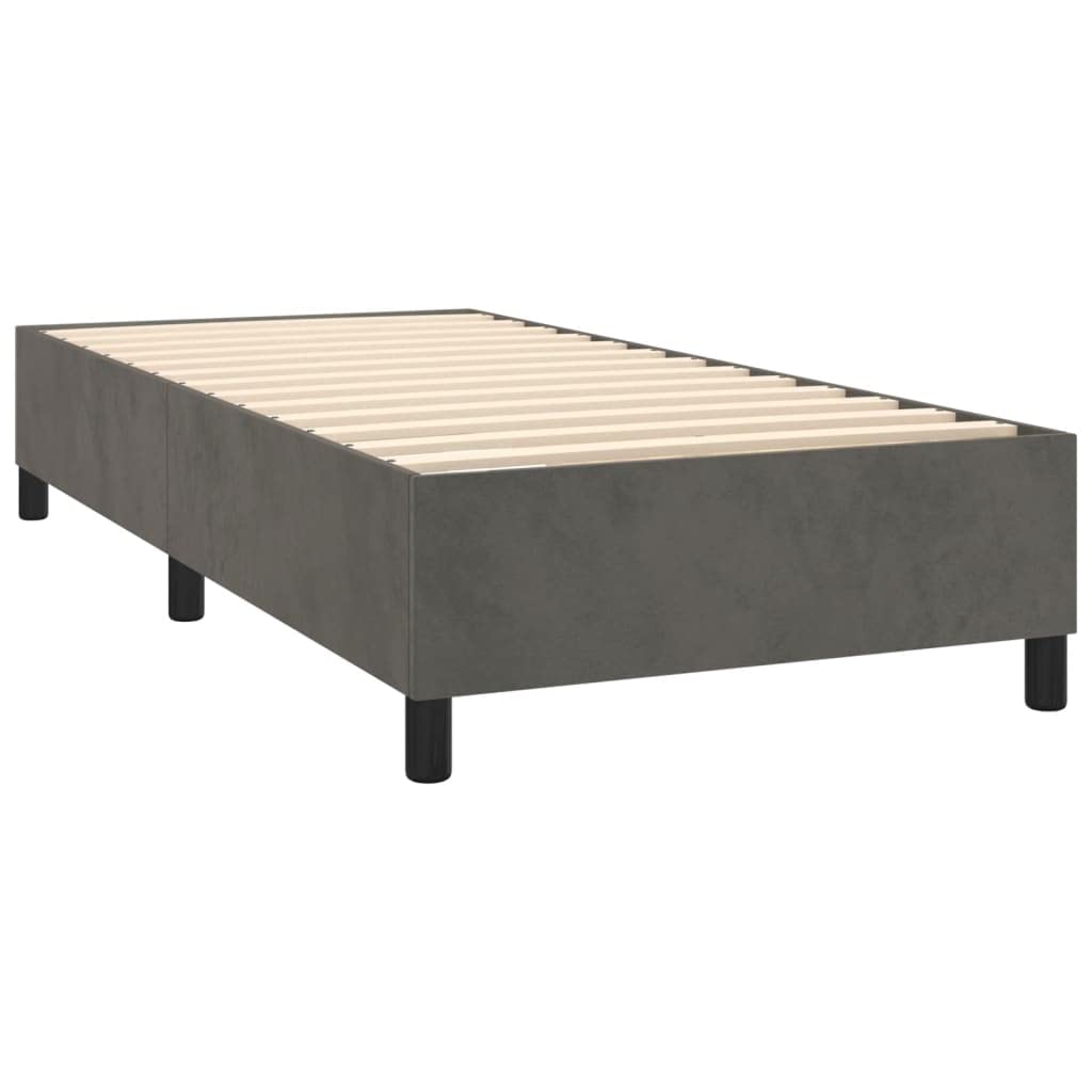 vidaXL Velvet Upholstered Box Spring Twin XL Bed Frame - Dark Gray - Plywood and Engineered Wood Construction