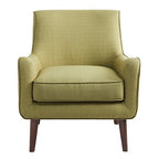 Madison Park Oxford Accent Chairs - Hardwood, Faux Linen Living Room Chairs - Olive Green, Mid Centruy Classic Style Living Room Sofa Furniture - 1 Piece Cushion Seat Bedroom Chairs Seats