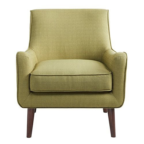Madison Park Oxford Accent Chairs - Hardwood, Faux Linen Living Room Chairs - Olive Green, Mid Centruy Classic Style Living Room Sofa Furniture - 1 Piece Cushion Seat Bedroom Chairs Seats