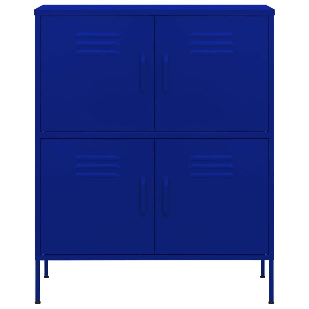 vidaXL Durable Storage Cabinet in Navy Blue Steel - 31.5&quot;x13.8&quot;x40&quot; with Adjustable Shelves and 4 Doors