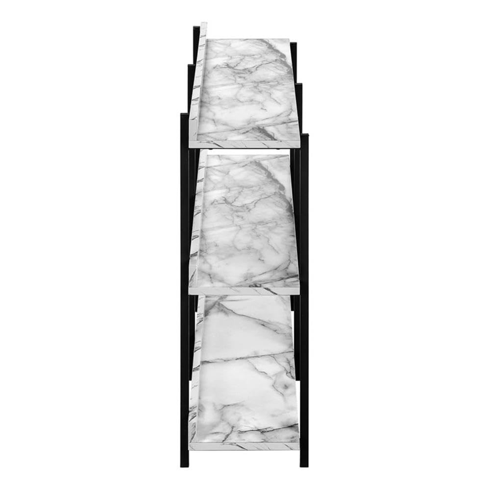 Monarch Specialties 2221 Accent Table, Console, Entryway, Narrow, Sofa, Living Room, Bedroom, Metal, Laminate, Contemporary, Modern Table-48, 47.25&quot; L x 12&quot; W x 34&quot; H, White Marble-Look/Black