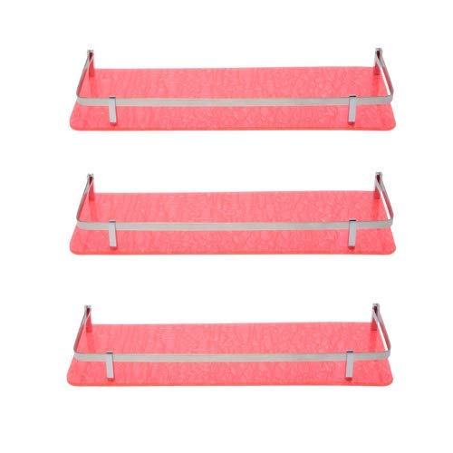 Stimulus Acrylic Stylish Bathroom Rack Shelf Organiser With Ss Patti Size 5X12 ColourPink Set Of 3 Pcs