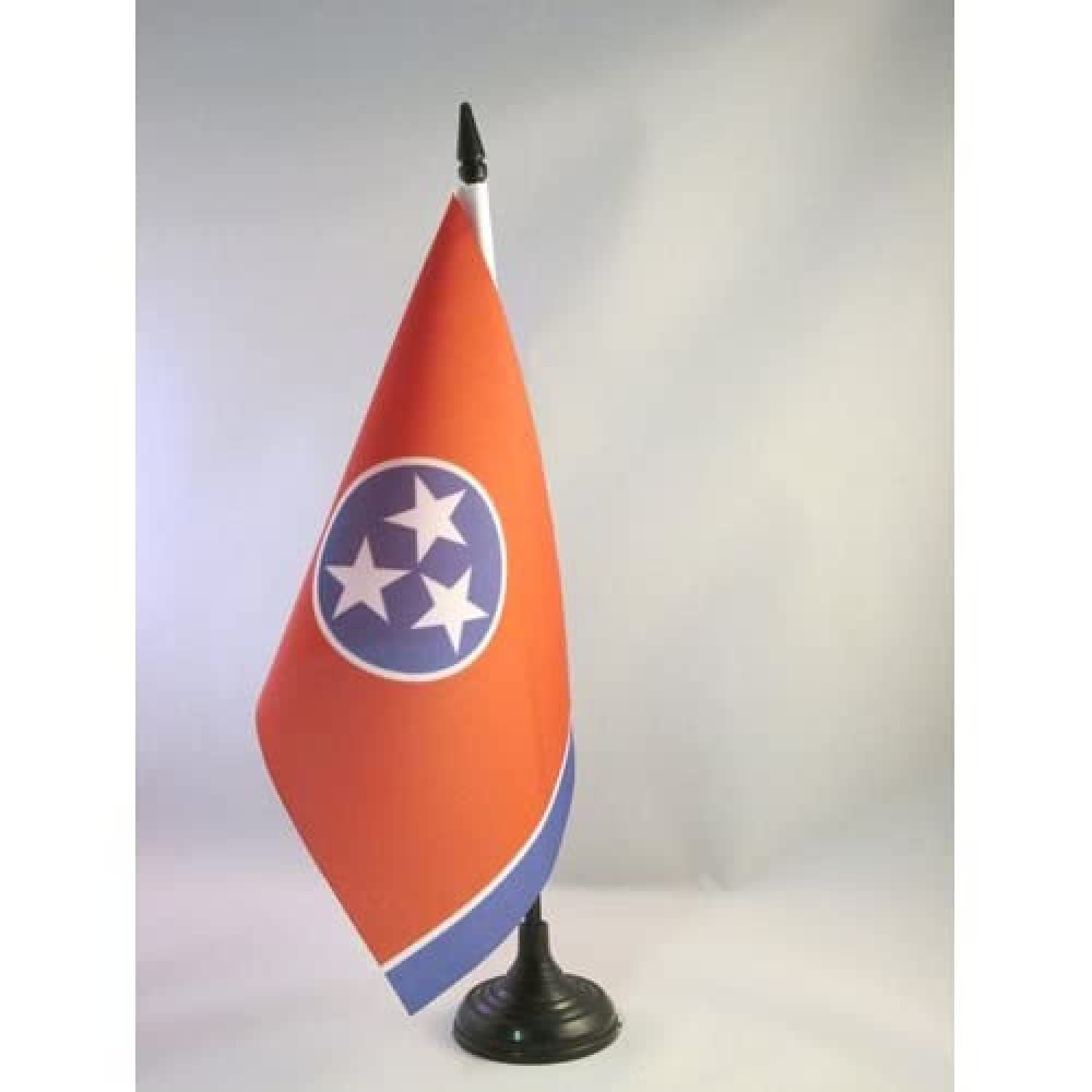 Tennessee Table Flag 5' X 8' - Us State Of Tennessee Desk Flag 21 X 14 Cm - Black Plastic Stick And Base - Az Flag