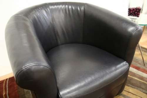 Baxton Studio Julian Black Faux Leather Club Chair with 360 Degree Swivel