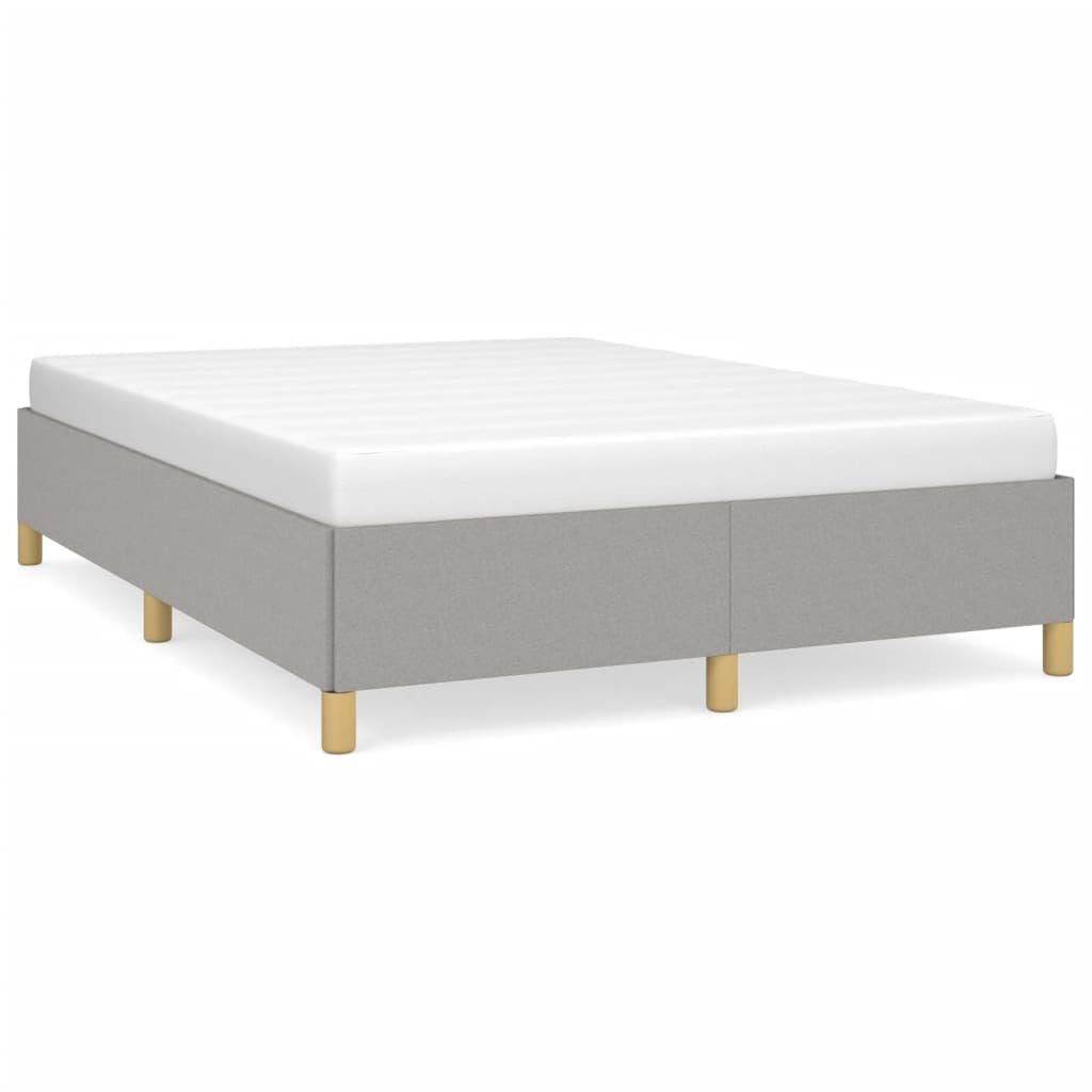 vidaXL Full Size Bed Frame with Plywood Slats, Platform Bed Frame, Fabric Upholstered Mattress Foundation, No Box Spring Needed & Easy Assembly, Light Gray, Without Mattress
