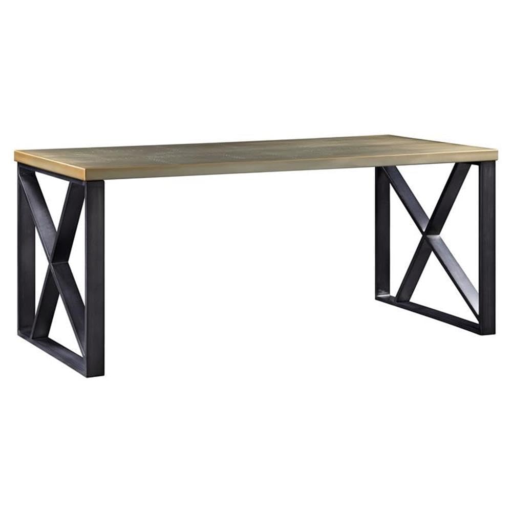 Acme Jennavieve Rectangle Writing Desk with Metal Base in Gold Aluminum