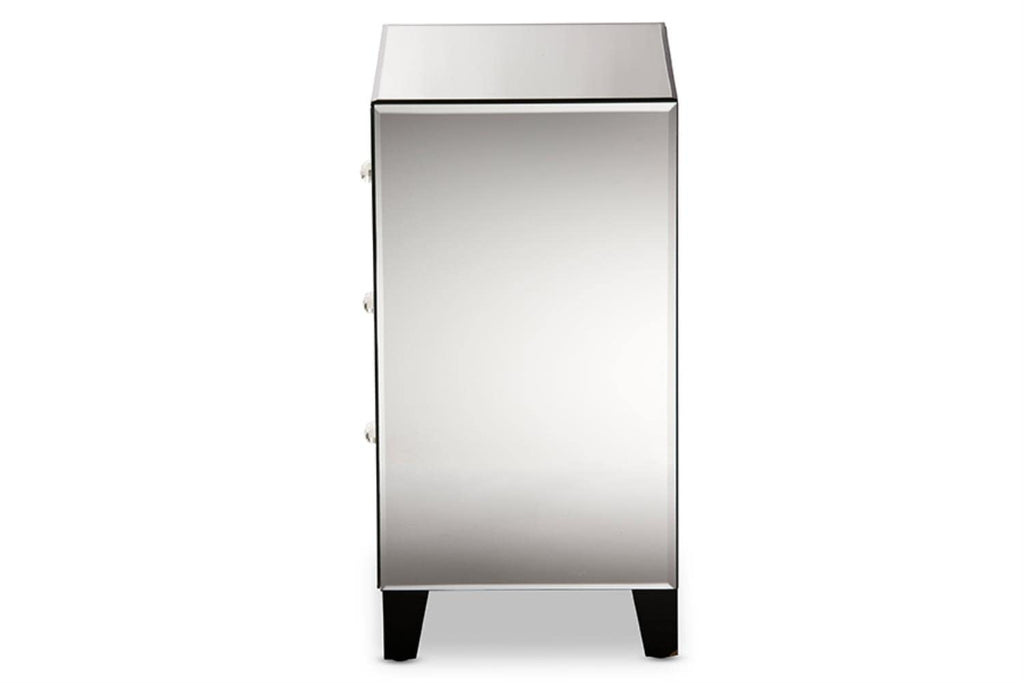 Baxton Studio Chevron End Table, Medium, Silver