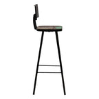 vidaXL Bar Chairs (2 pcs) - Antiqued Solid Reclaimed Wood, Rustic Industrial Finish, Durable Steel Frame, Comfortable Footrest - Brown