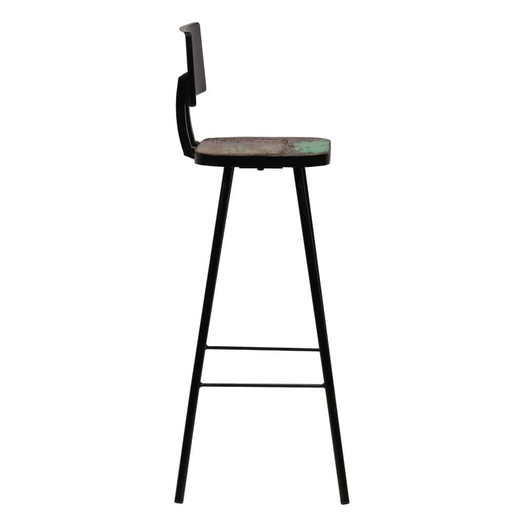 vidaXL Bar Chairs (2 pcs) - Antiqued Solid Reclaimed Wood, Rustic Industrial Finish, Durable Steel Frame, Comfortable Footrest - Brown