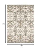 HomeRoots 9' X 12' Ivory Gray Abstract Ikat Indoor Area Rug
