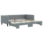 vidaXL Light Gray Daybed with Trundle: A Versatile 2-in-1 Sofa and Double Bed Solution, Crafted from Solid Wood and Metal with Fabric Upholstery