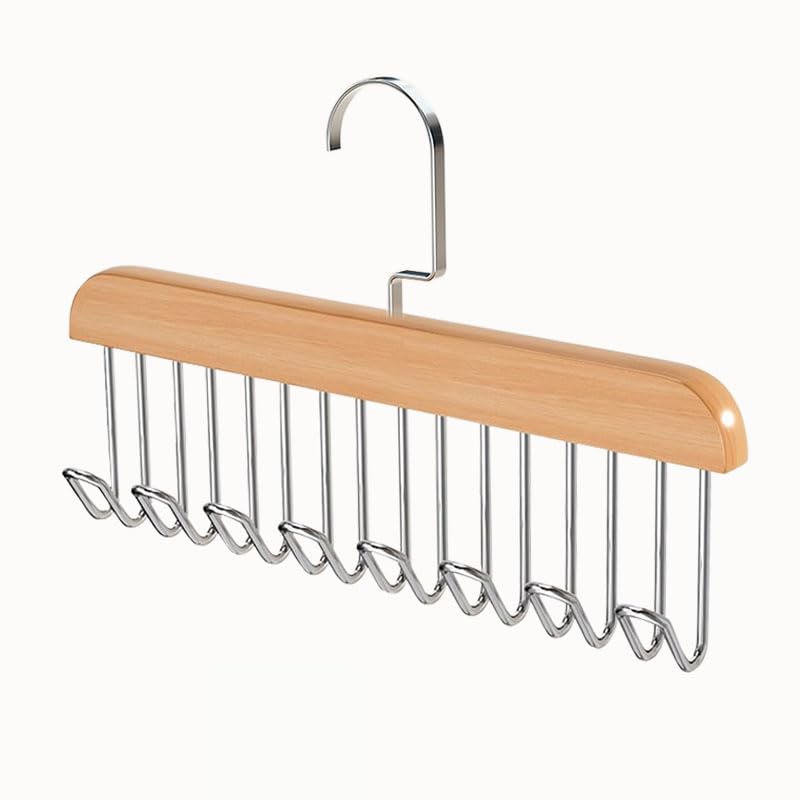 Belt Hanger For Closet 1 Pack Belt Hanger With 16 Hooks, Sturdy Wooden NonSlip Belt Holder For Closet Space Saving Belt Organiz