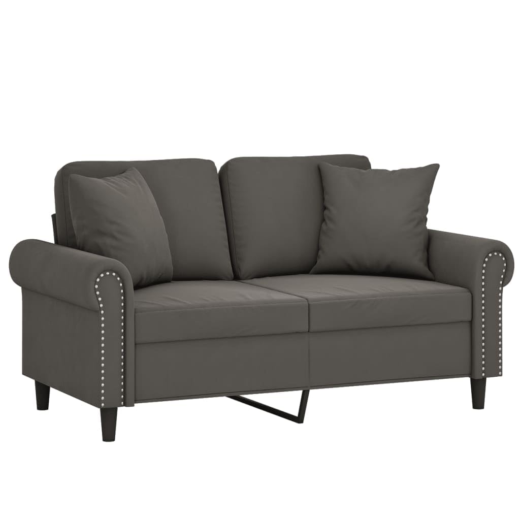 vidaXL Velvet 2-Seater Sofa with Pillows and Cushions in Dark Gray - Cozy, Modern Design for Living Room, Lounge, or Home Office