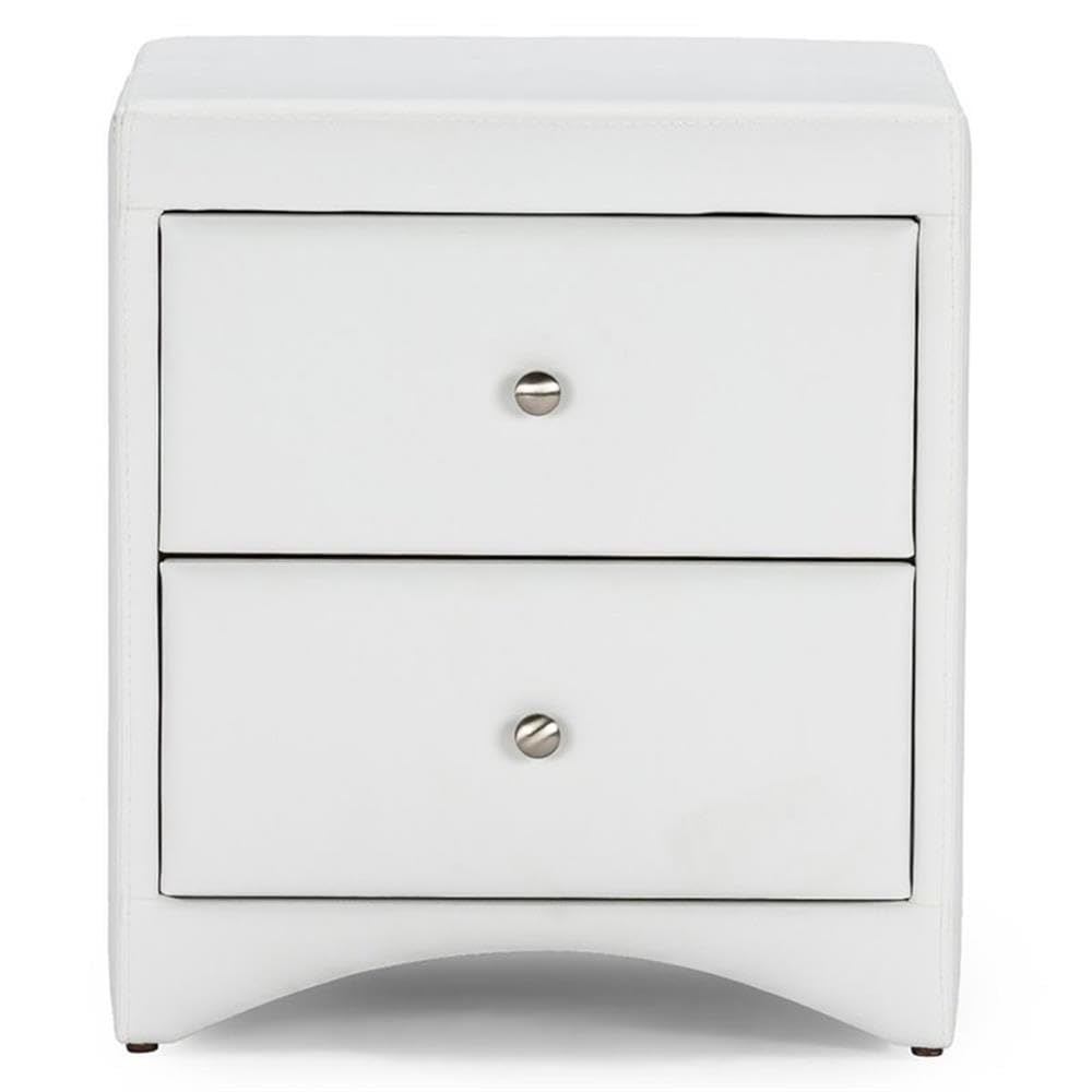 Baxton Studio Dorian Faux Leather Upholstered Modern Nightstand, White