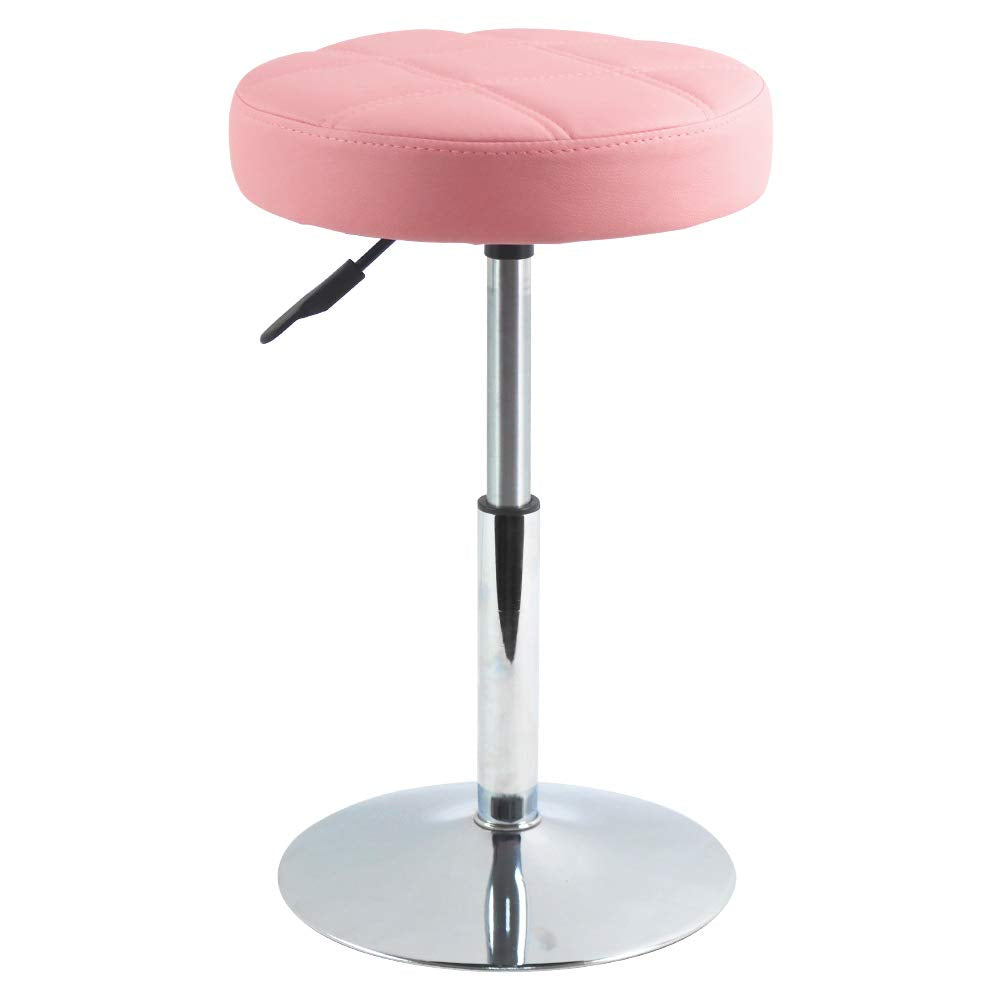 FURWOO Short Round PU Leather Shop Stool - Padded Stool for Salon,SPA,Manicure and Vanity - Small Pink