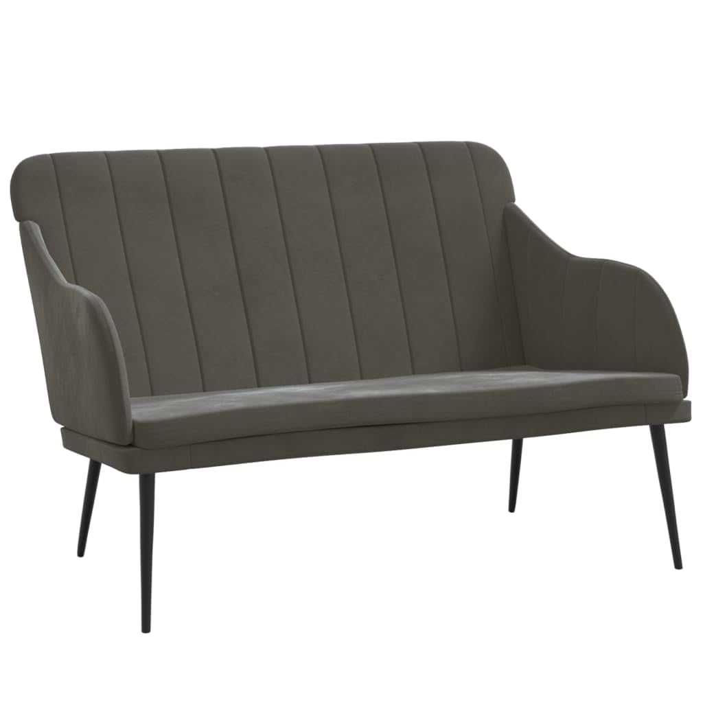 vidaXL Elegant Dark Gray Velvet Bench – Luxurious Foam Filled Seating with Sturdy Metal Legs, Ideal for Relaxation and Casual Chitchats, Meets California Prop 65 Standards