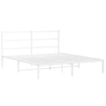 vidaXL White Metal Bed Frame-Double, Sturdy Steel Bedroom Furniture w/Headboard & Storage Space, Fits 59.1"x78.7" Mattress