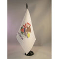 Illinois Table Flag 5' X 8' - Us State Of Illinois Desk Flag 21 X 14 Cm - Black Plastic Stick And Base - Az Flag