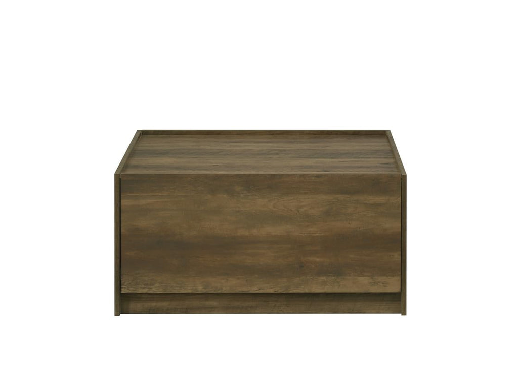 LILOLA LIVING Travon 31.5" W Oak Finish Square Coffee Table with 2 Drawers