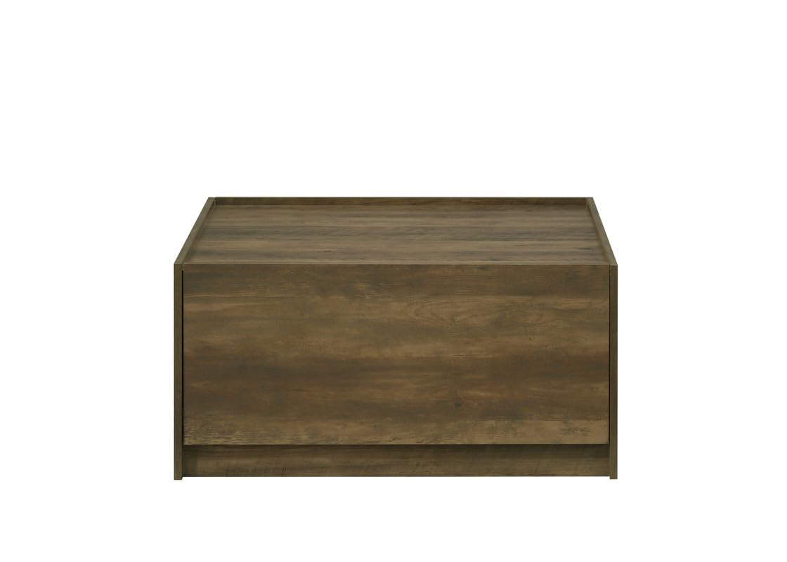 LILOLA LIVING Travon 31.5" W Oak Finish Square Coffee Table with 2 Drawers